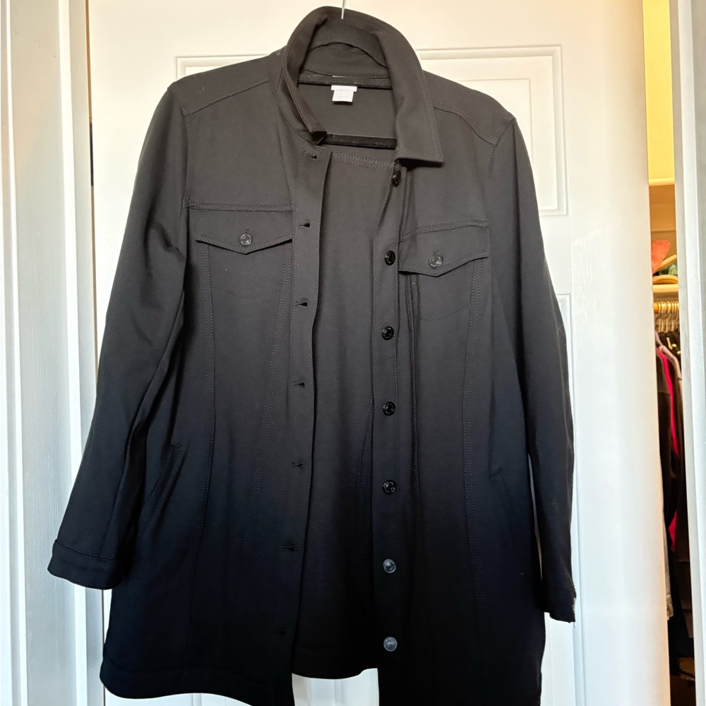 Chico's Black Button-Front Trench Coat